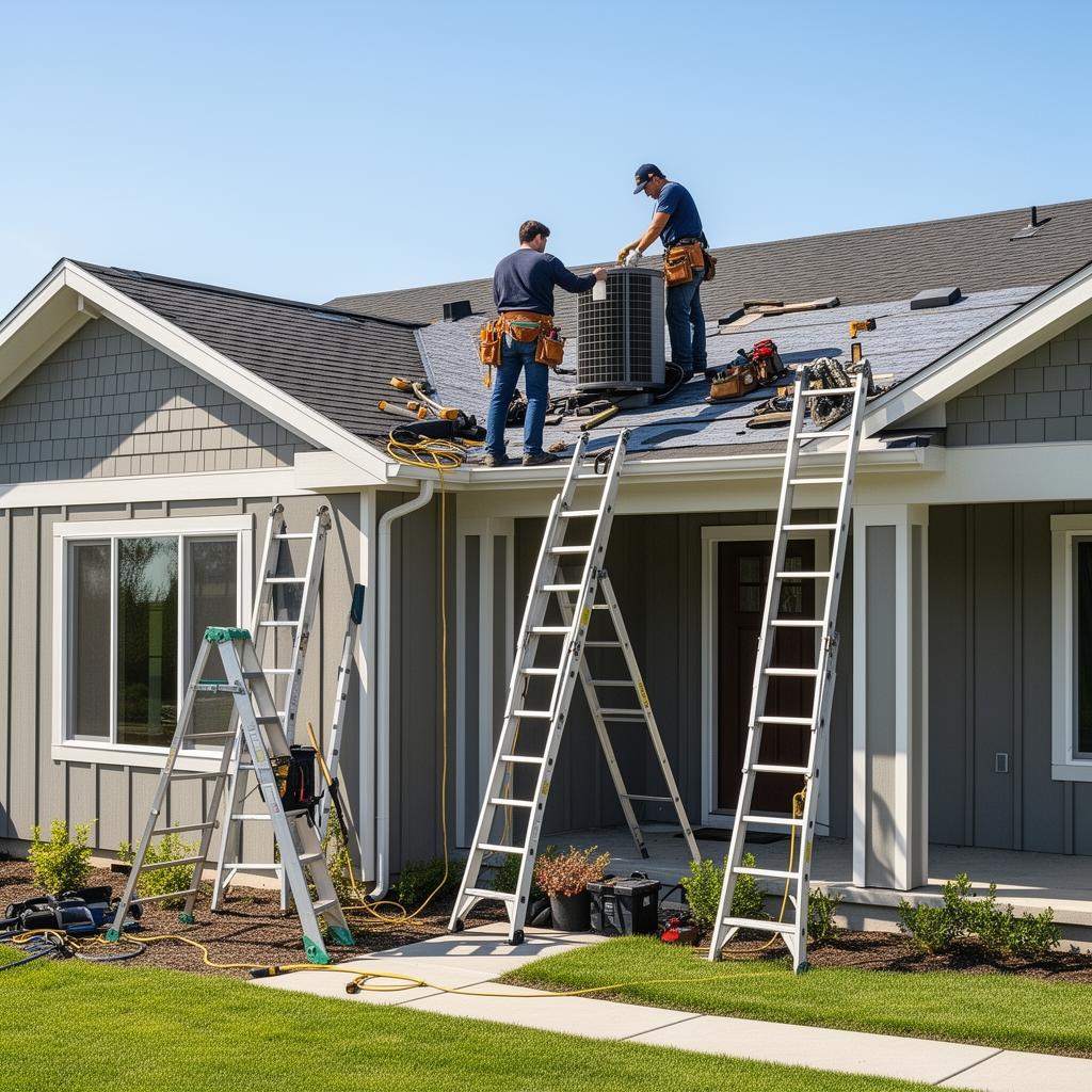Service professionals at work on a residential project